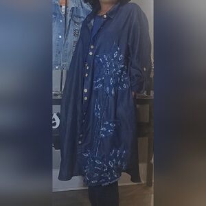 Floral Embroidered Denim Dress